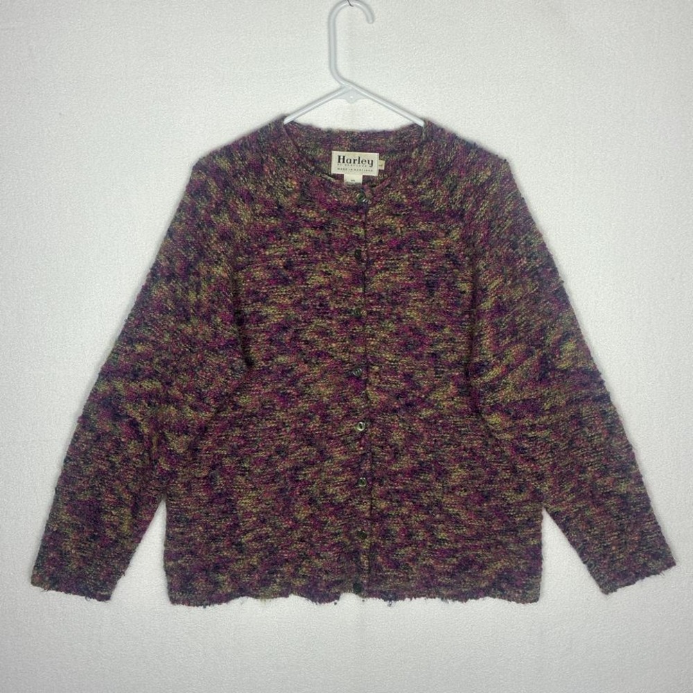 Harley of Scotland wool blend cardigan size Lg.